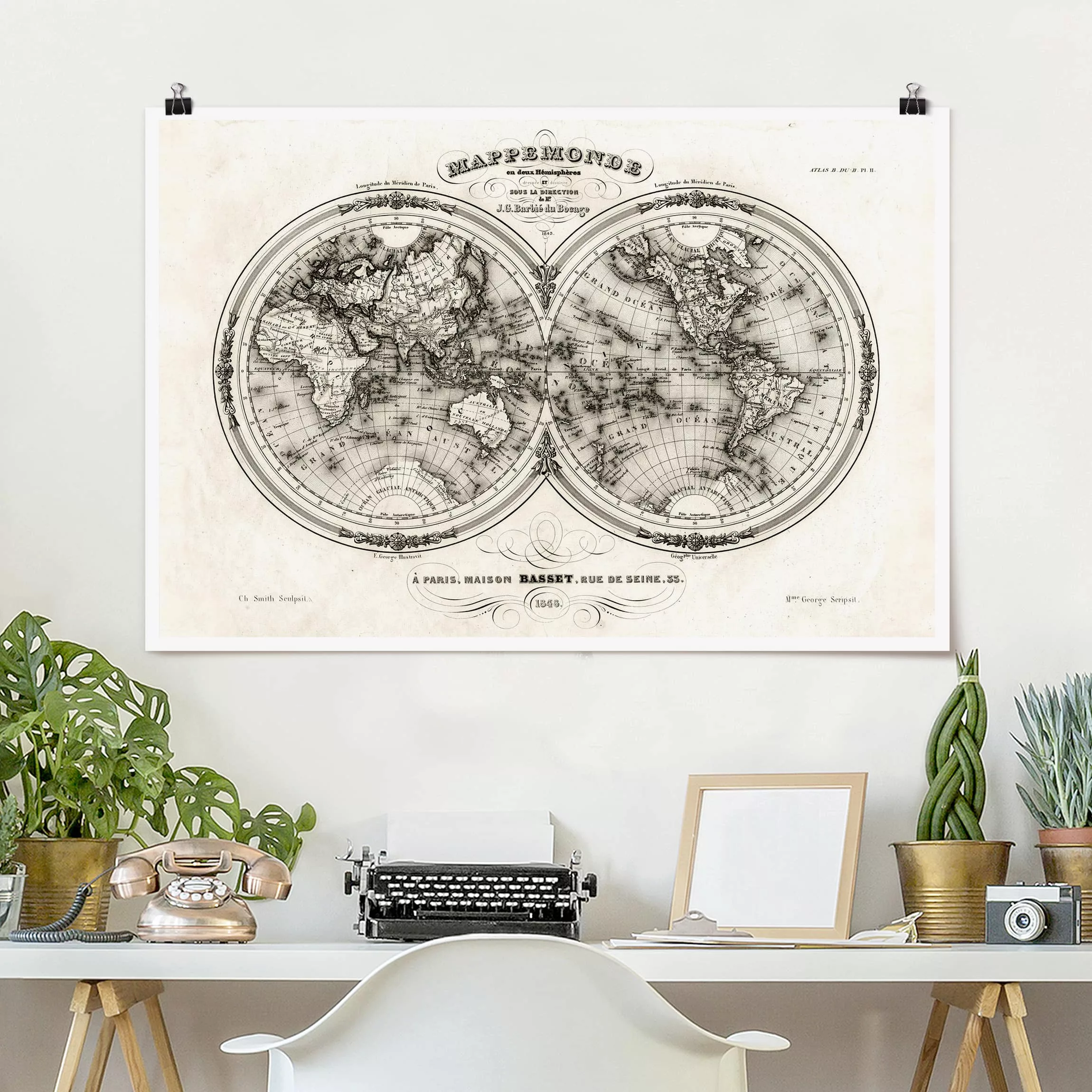 Poster Stadt-, Land- & Weltkarten - Querformat Weltkarte - Französische Kar günstig online kaufen