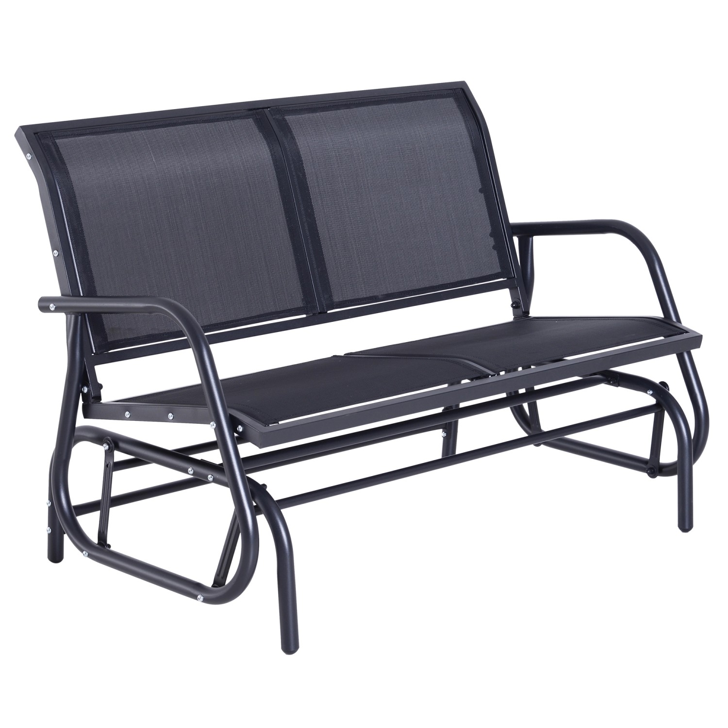 Outsunny Schaukelstuhl 2-Sitzer Metall Gartenmöbel Schwarz 120 x 70 x 85 cm günstig online kaufen