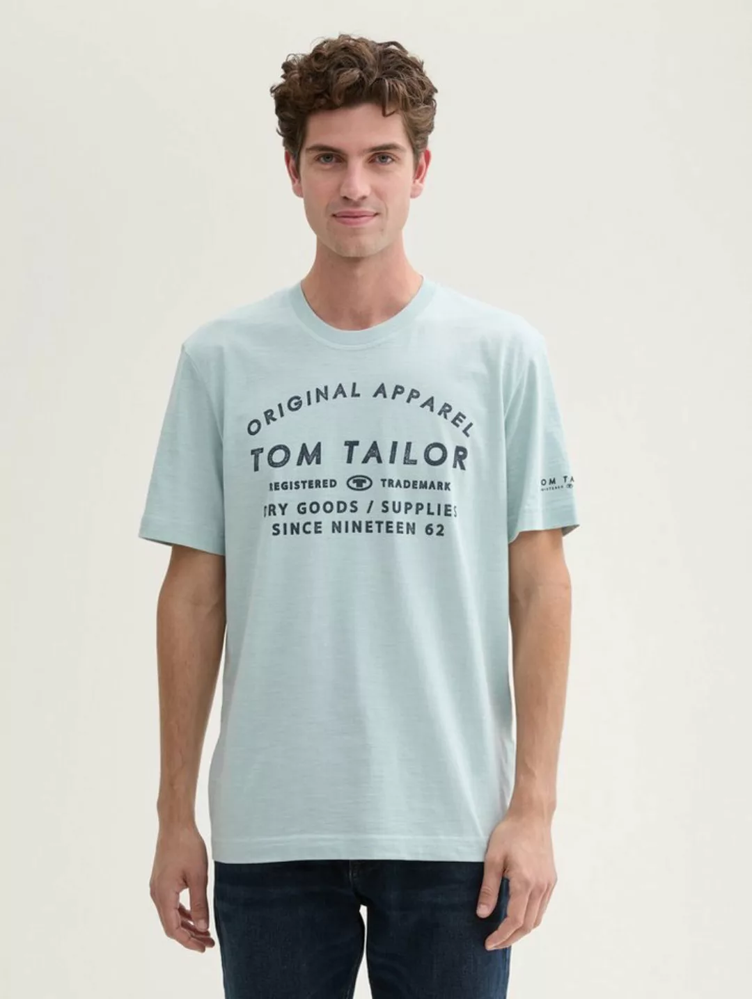 TOM TAILOR T-Shirt Logo Print T-Shirt in Melange Optik günstig online kaufen