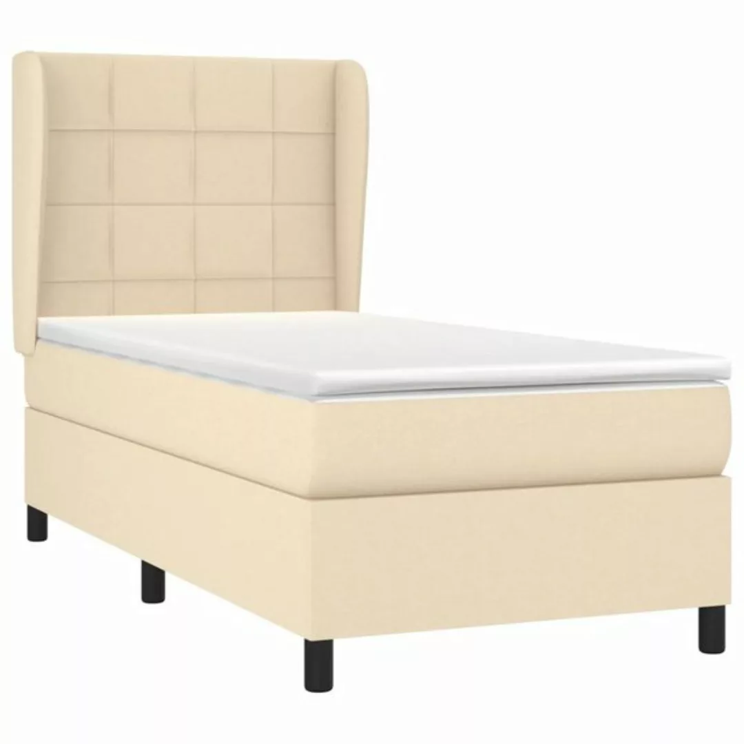 vidaXL Boxspringbett Boxspringbett mit Matratze Creme 90x200 cm Stoff Bett günstig online kaufen