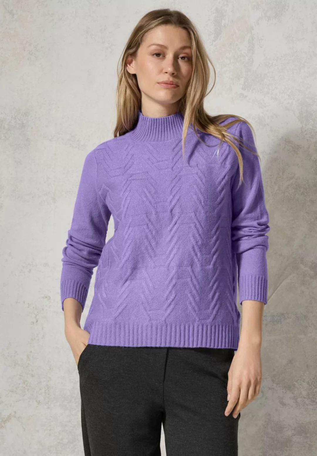 Cecil Strickpullover mit Jaquard-Muster und Stehkragen günstig online kaufen