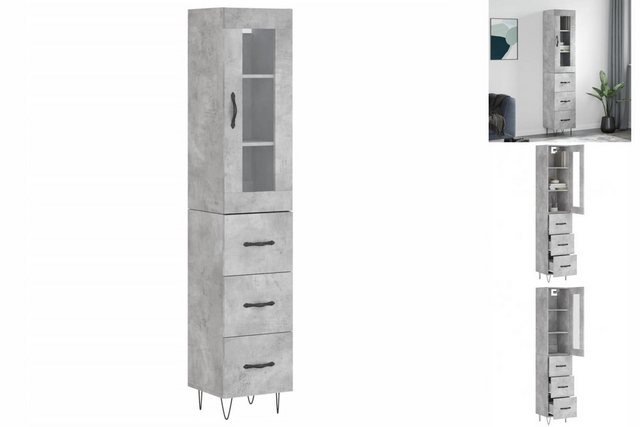 vidaXL Vitrine Vitrine Highboard Betongrau 34,5x34x180 cm Spanplatte Glas m günstig online kaufen