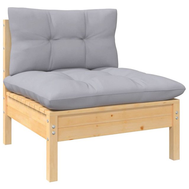 2-sitzer-gartensofa Mit Grauen Kissen Massivholz Kiefer günstig online kaufen