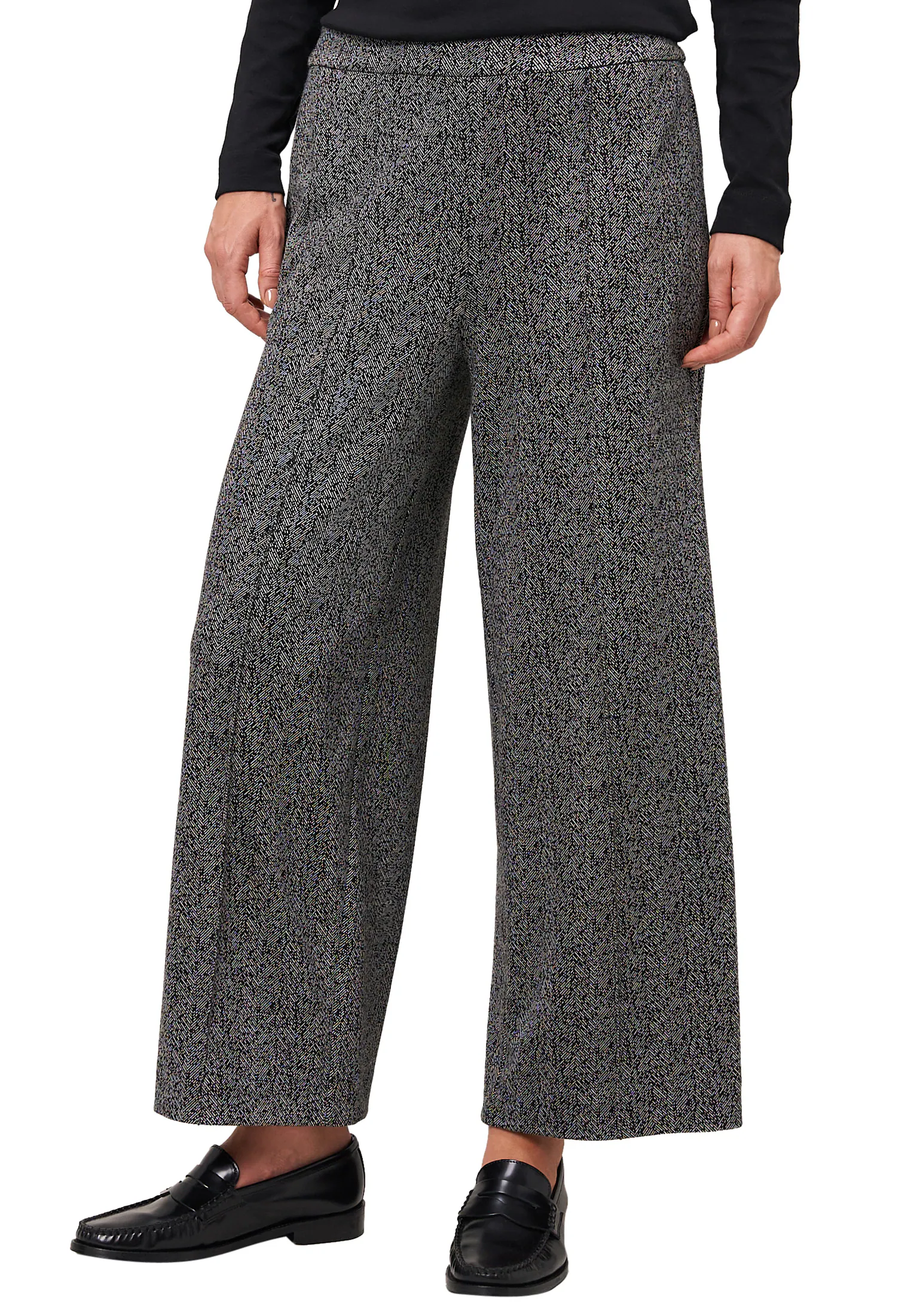Zero Stoffhose "zero Damen Jacquard-Hose weites Bein 26 Inch", Plain/ohne D günstig online kaufen