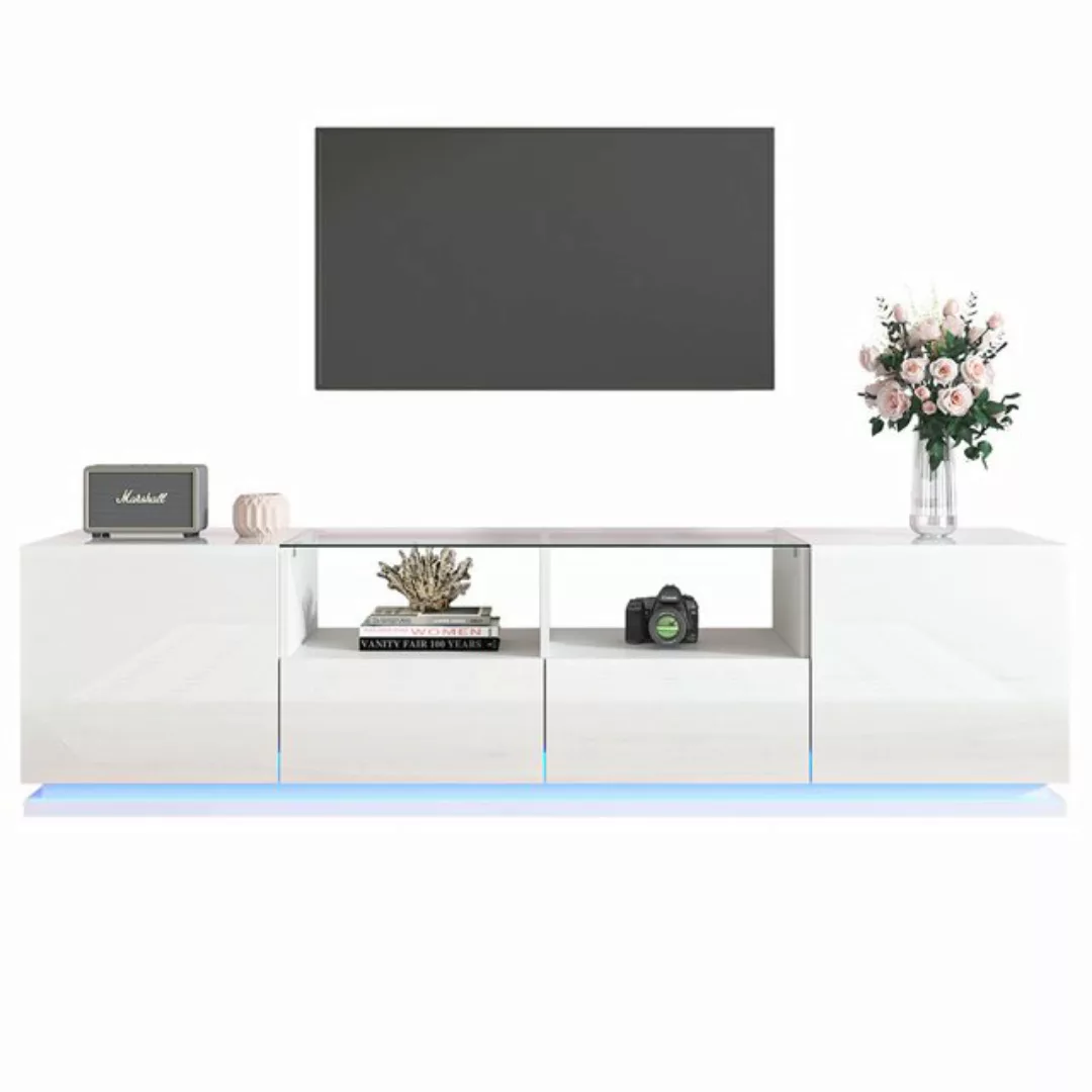 autolock TV-Schrank Hochglänzender TV-Schrank mit Glasböden, zwei Schublade günstig online kaufen