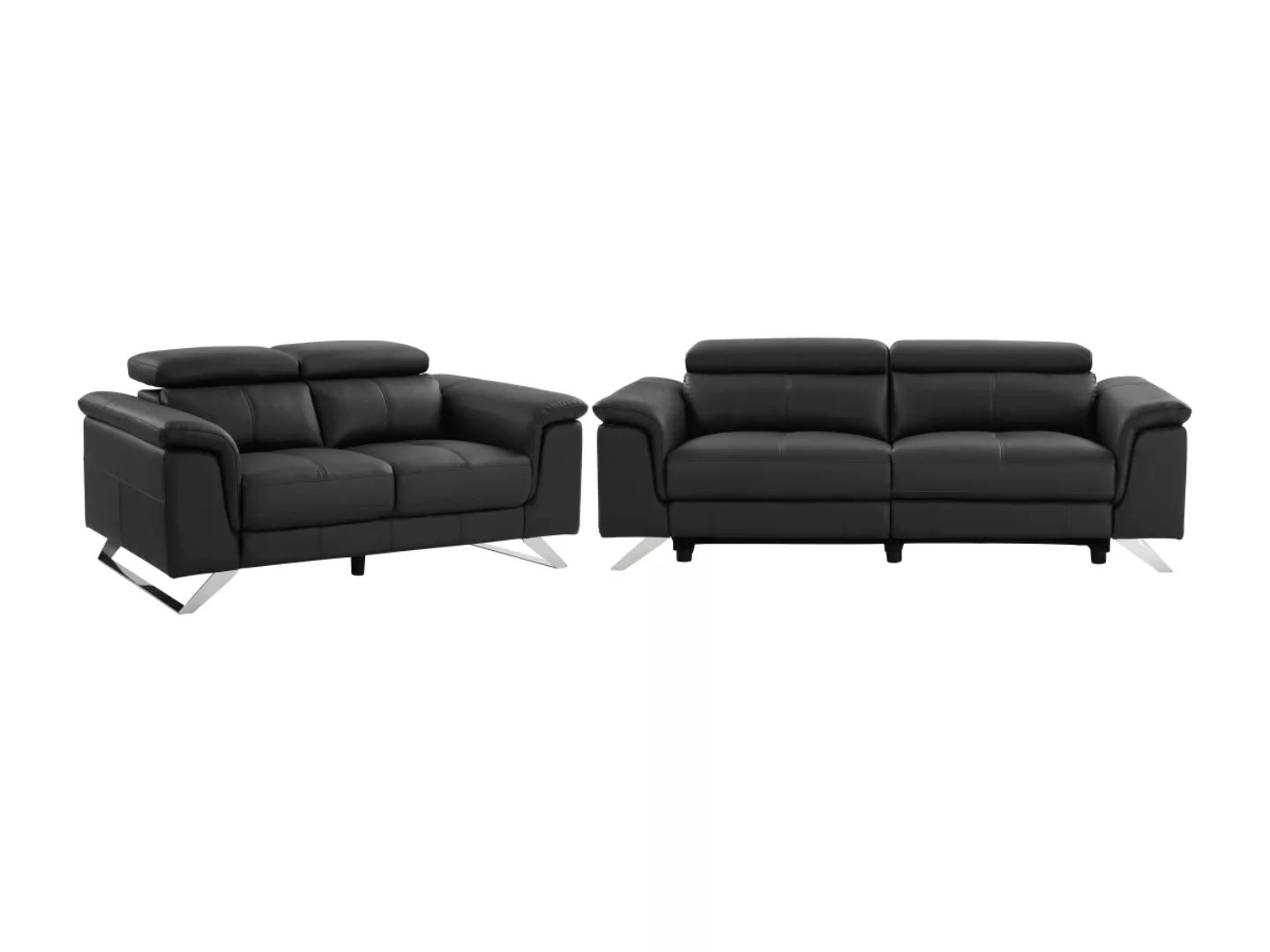 Relaxsofa 3-Sitzer elektrisch und 2-Sitzer - Rindsleder - Schwarz - BREYT I günstig online kaufen
