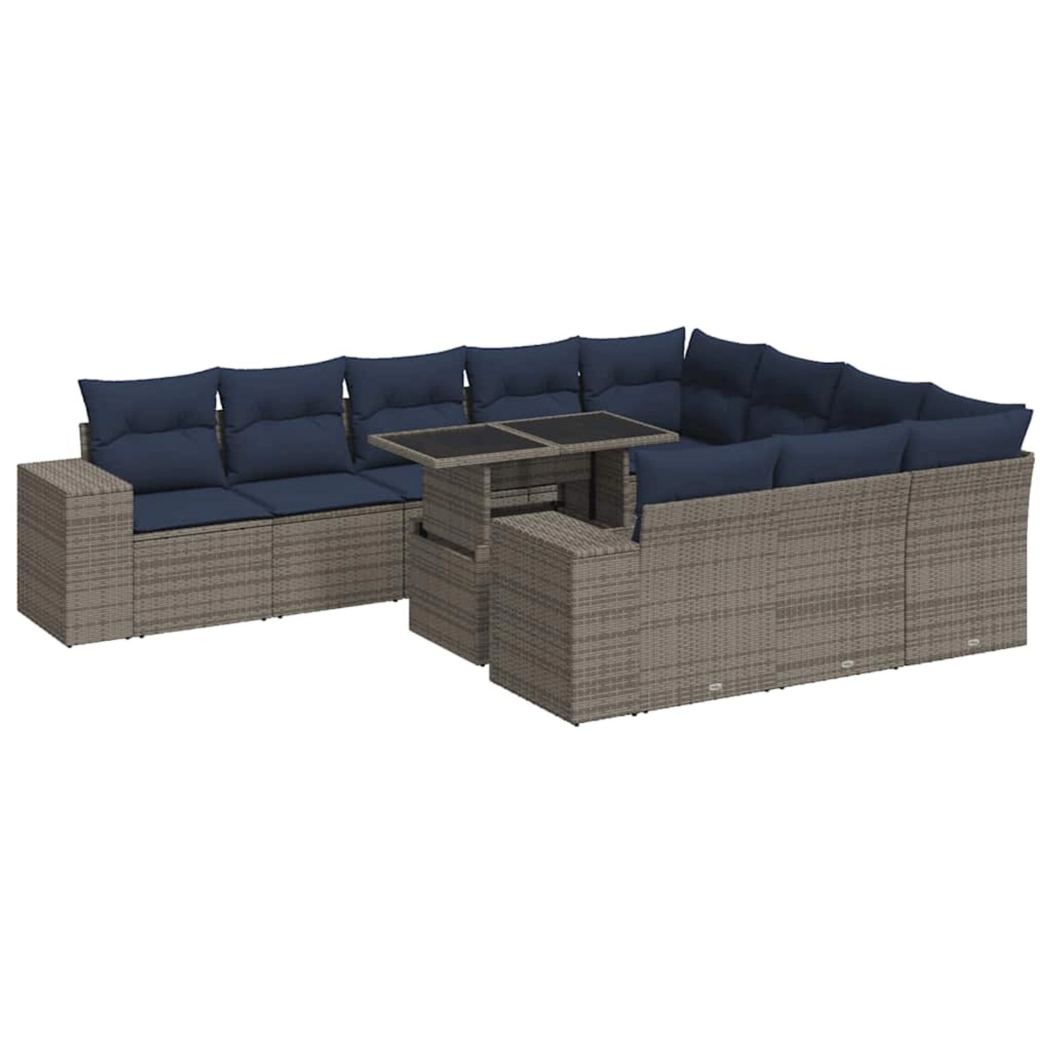 vidaXL 11-Tlg Garten-Sofagarnitur mit Kissen Grau Poly Rattan Akazie 332687 günstig online kaufen