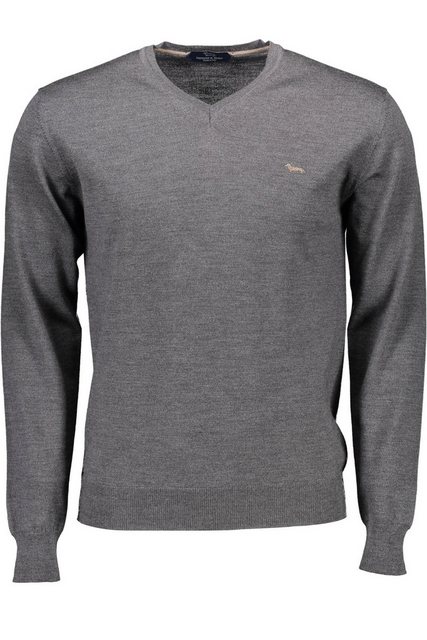 Harmont & Blaine Strickpullover Eleganter Langarm V-Pullover in Grau mit Lo günstig online kaufen