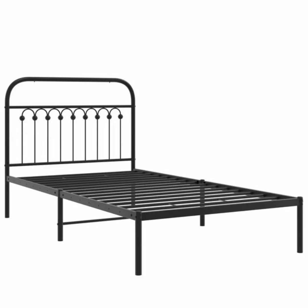 vidaXL Bett, Bettgestell mit Kopfteil Metall Schwarz 100x190 cm günstig online kaufen