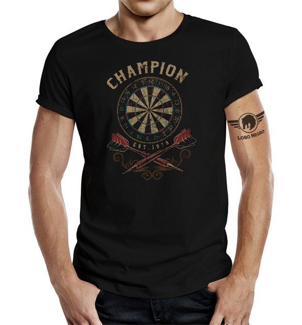 LOBO NEGRO® T-Shirt für den Dart Fan: Dart-Champion günstig online kaufen