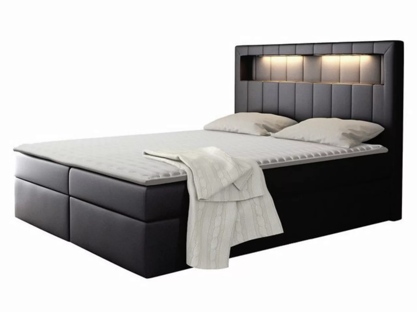 MIRJAN24 Boxspringbett Aspen (LED-Beleuchtung, Topper, Matratze, Kopfteil), günstig online kaufen