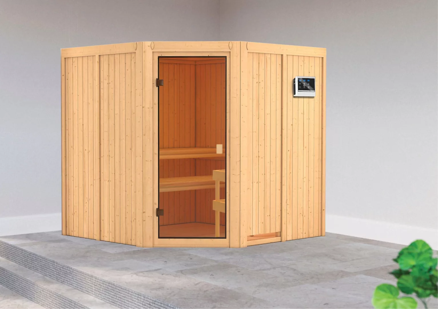 welltime Sauna »Merkur«, (Set), 9 kW-Ofen mit int. Steuerung günstig online kaufen