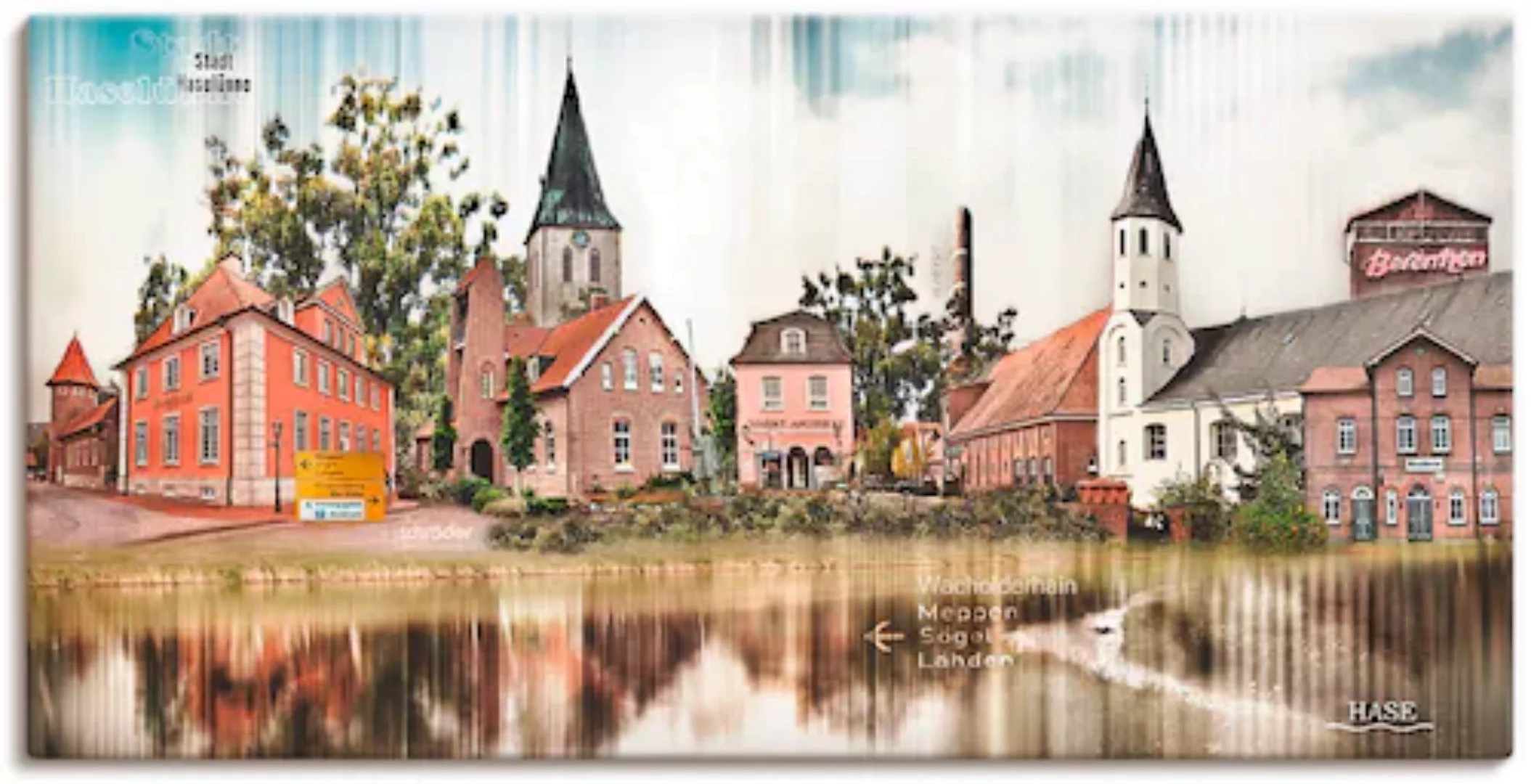 Artland Leinwandbild "Haselünne Stadtansicht Collage Emsland", Deutschland, günstig online kaufen