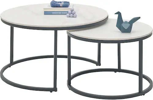 Home affaire Couchtisch »Gino«, 2-er Set Keramik, Tisch marmoriert günstig online kaufen