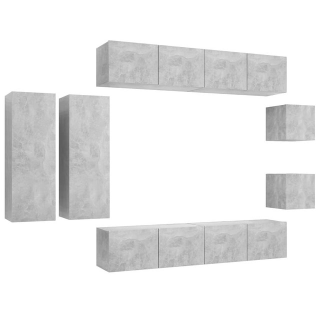 vidaXL TV-Schrank 8-tlg. TV-Schrank-Set Betongrau Holzwerkstoff (8-St) günstig online kaufen