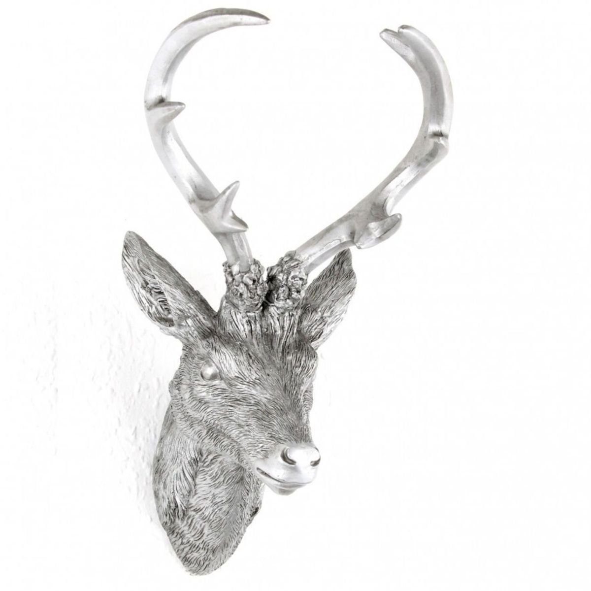 Linder Dekoobjekt Hirschgeweih 20x12x30cm silber Kunststoff günstig online kaufen