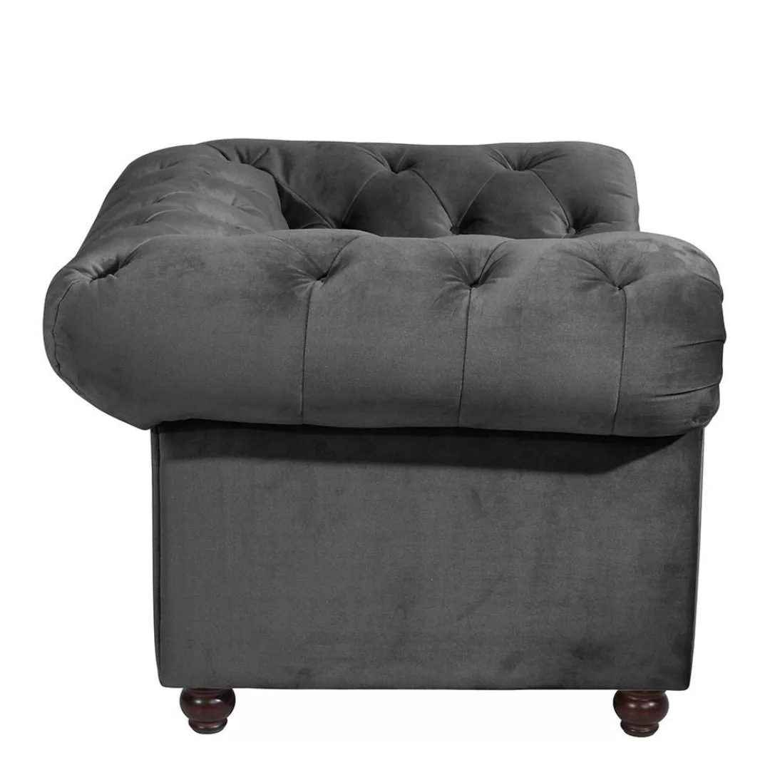 Samt Clubsessel Anthrazit im Chesterfield Look 135 cm breit günstig online kaufen