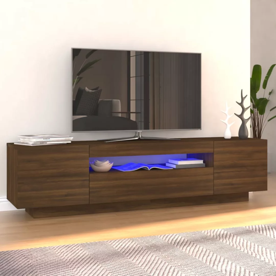Vidaxl Tv-schrank Mit Led-leuchten Braun Eichen-optik 160x35x40 Cm günstig online kaufen