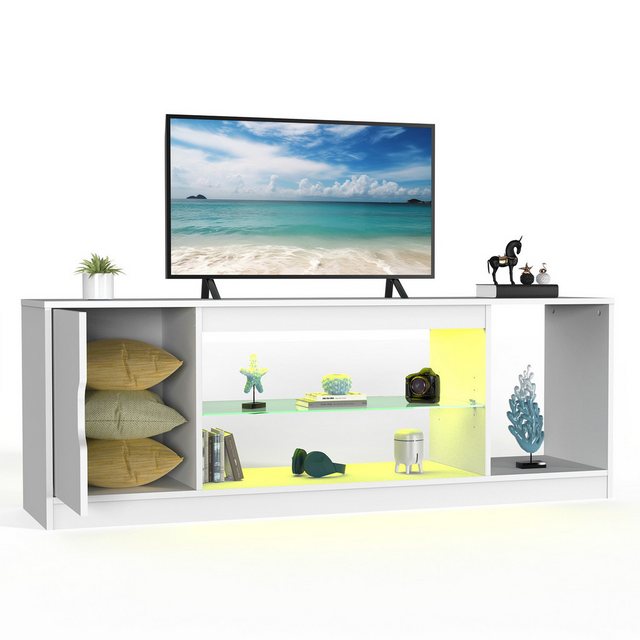 kehot TV-Schrank TV-Schrank aus gehärtetem Glas, verstellbare LED, TV-Schub günstig online kaufen