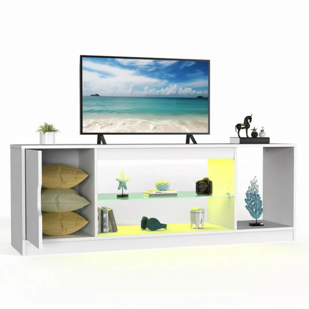 kehot TV-Schrank TV-Schrank aus gehärtetem Glas, verstellbare LED, TV-Schub günstig online kaufen