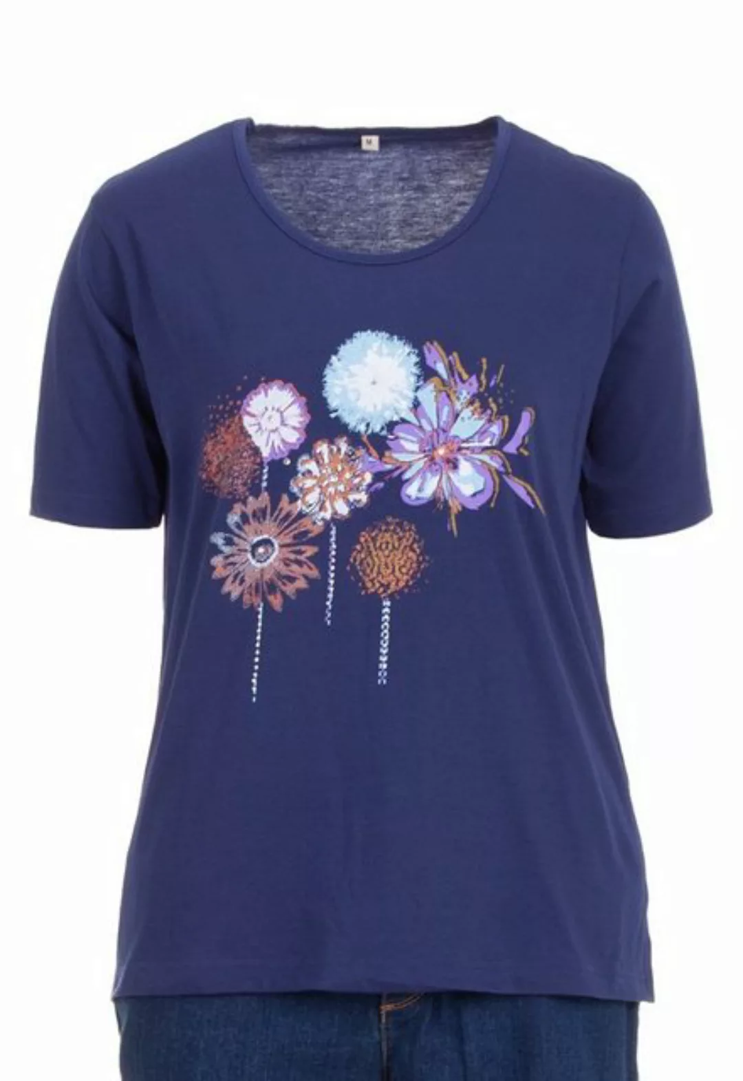 zeitlos T-Shirt zeitlos T-Shirt Kurzarm Rundhals Blume Stein Applikation günstig online kaufen