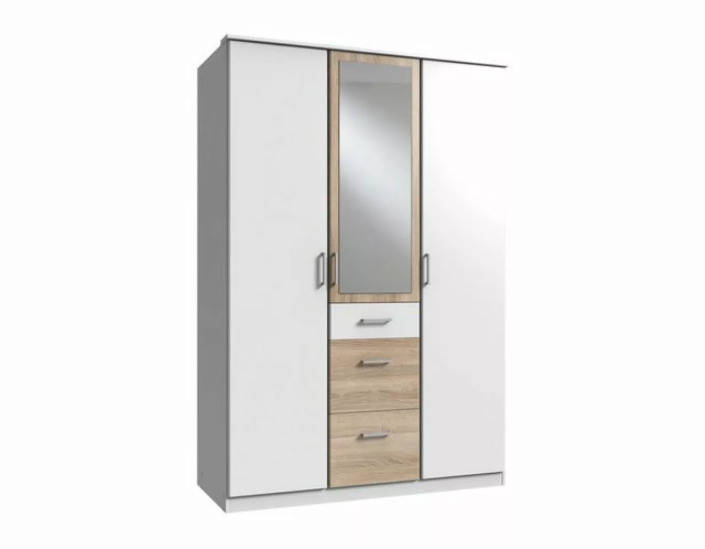 freiraum Kleiderschrank Click (B/H/T: 135x198x58 cm) in Weiß mit 3 Schublad günstig online kaufen