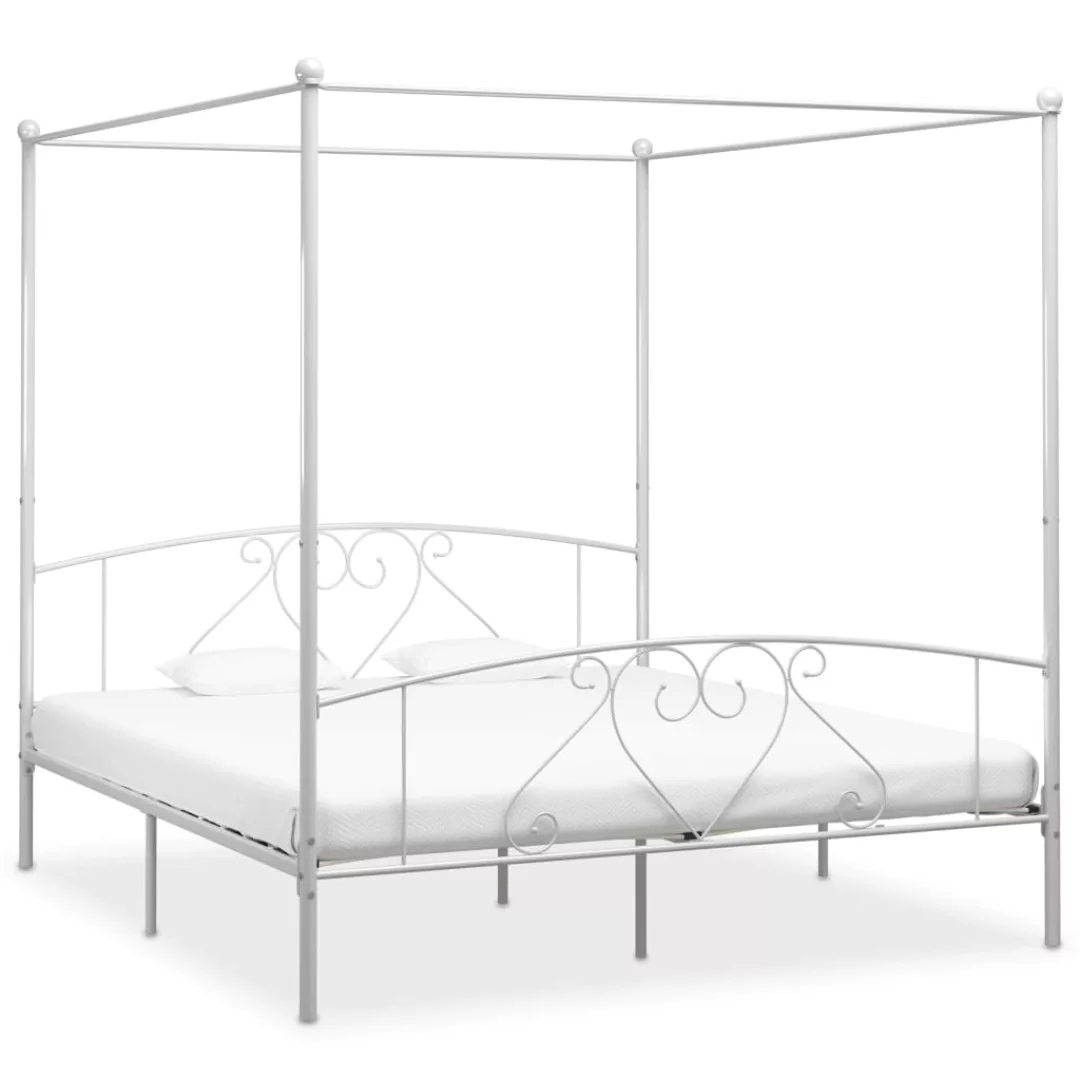 Himmelbett-gestell Weiß Metall 200 X 200 Cm günstig online kaufen