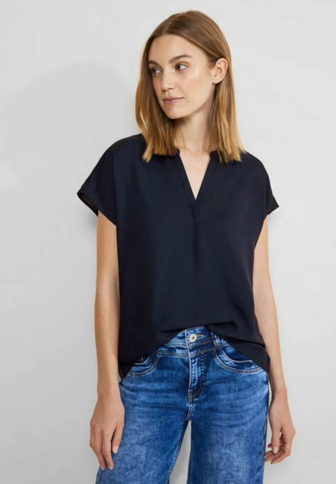 STREET ONE Kurzarmbluse Blusenshirt aus reiner Viskose günstig online kaufen