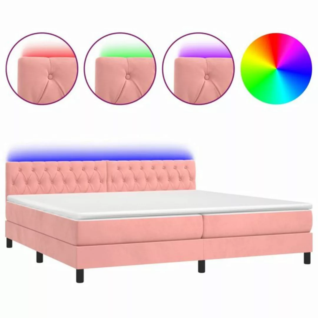 vidaXL Boxspringbett Boxspringbett mit Matratze LED Rosa 200x200 cm Samt Be günstig online kaufen