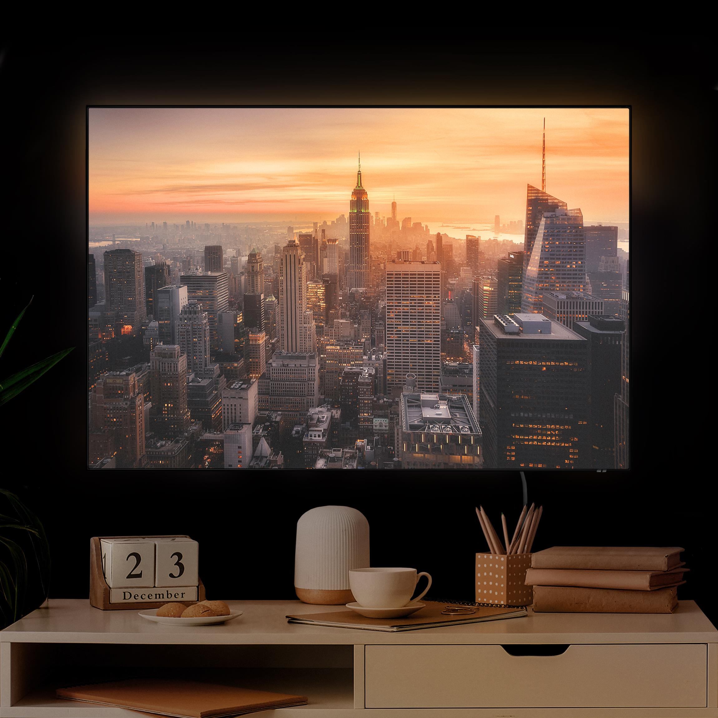 LED-Wechselbild Manhattan Skyline Abendstimmung günstig online kaufen