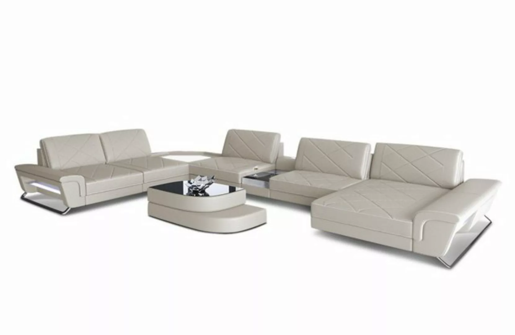 Sofa Dreams Wohnlandschaft Ledersofa Couch Ferrara XXL Leder Sofa mit, USB, günstig online kaufen