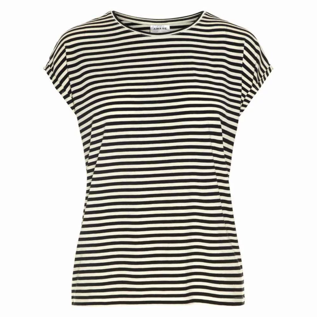 Vero Moda Ava Plain Stripe Kurzärmeliges T-shirt XL Black günstig online kaufen