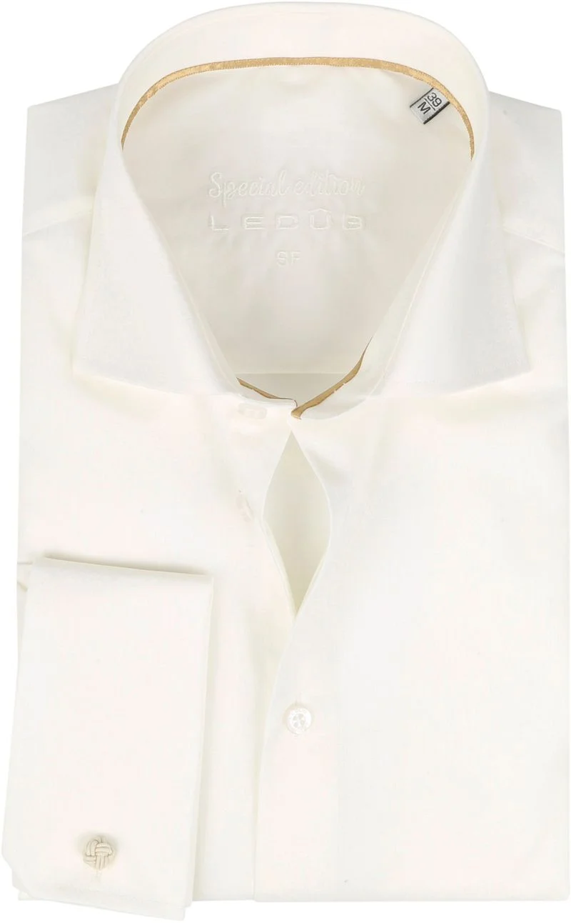 Ledub Hochzeitshemd Slimfit Antiquitaten Weiß - Größe 44 günstig online kaufen