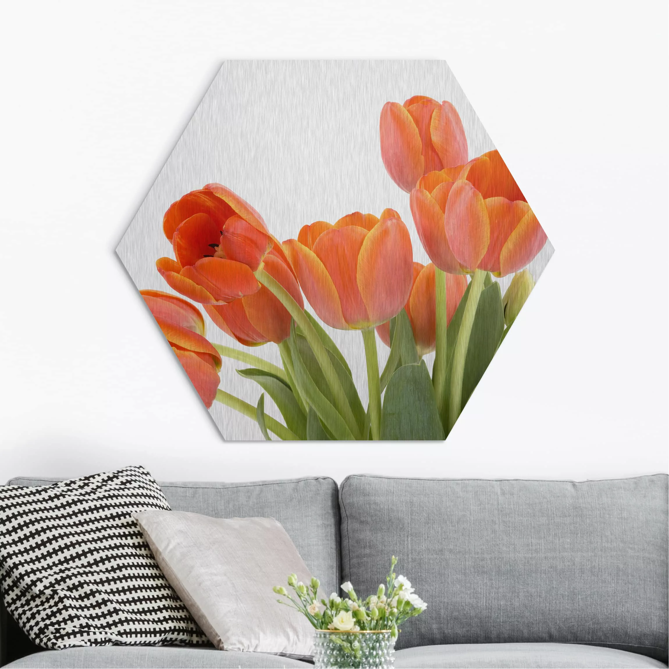 Hexagon-Alu-Dibond Bild Blumen No.191 Tulpen günstig online kaufen