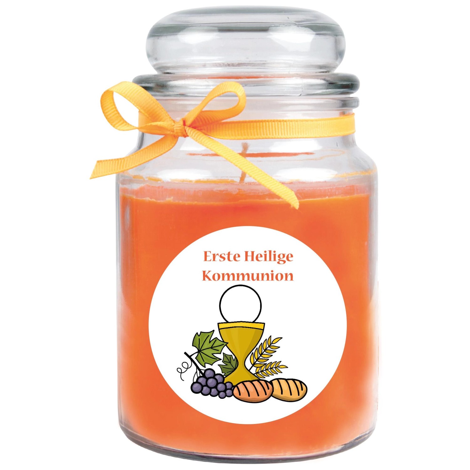 HS Candle Duftkerze & Glas Kommunion Honigmelone Orange günstig online kaufen