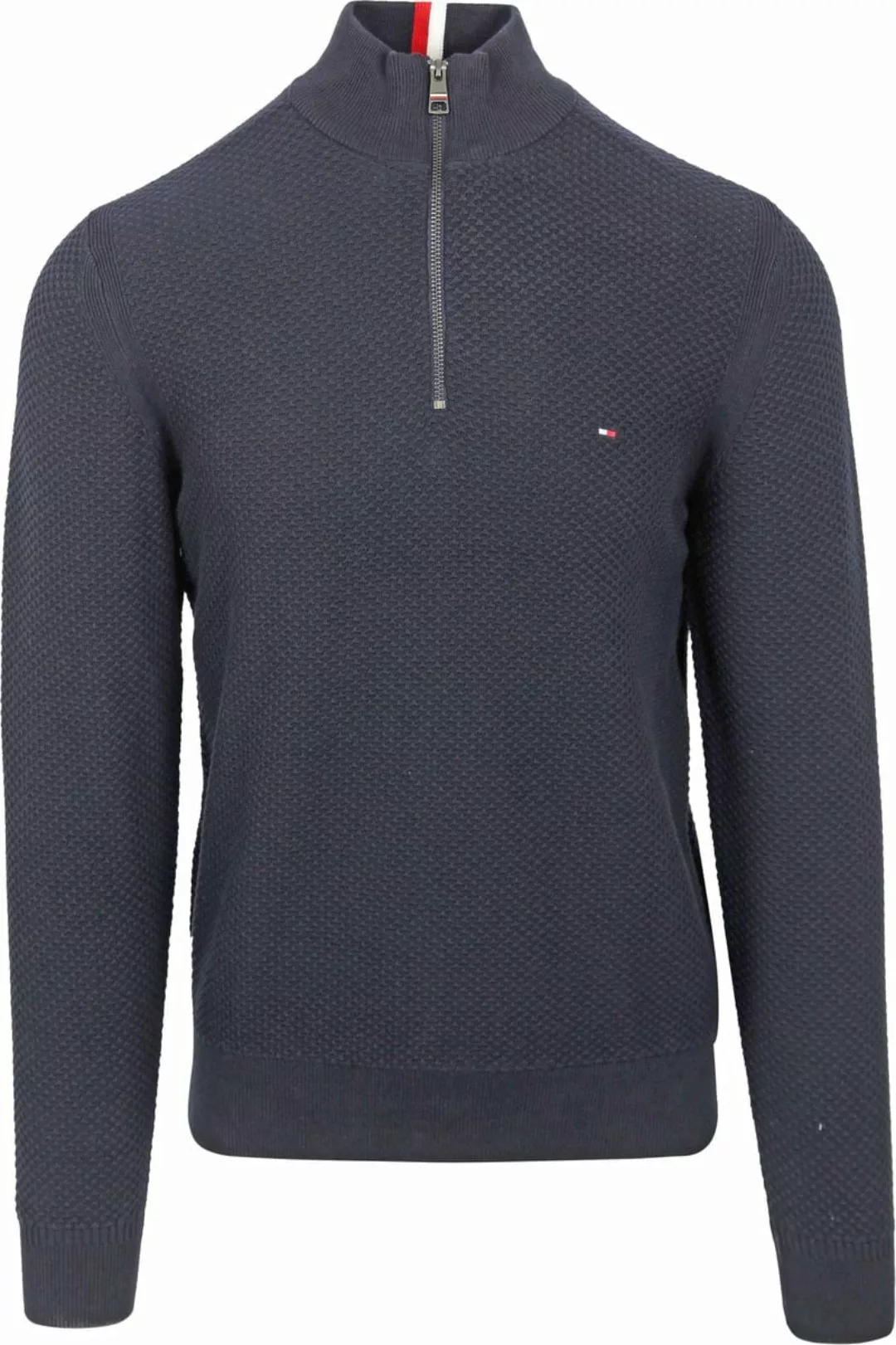 Tommy Hilfiger Half Zip Pullover Struktur Navy - Größe L günstig online kaufen