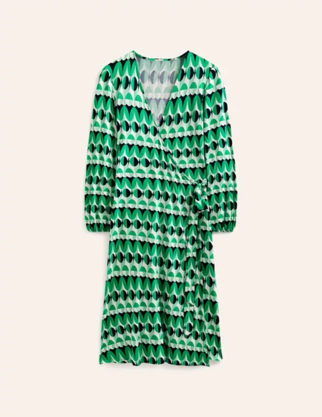 Joanna Midi-Wickelkleid aus Jersey Damen Boden, Ming Grün, Abstrakte Illusi günstig online kaufen