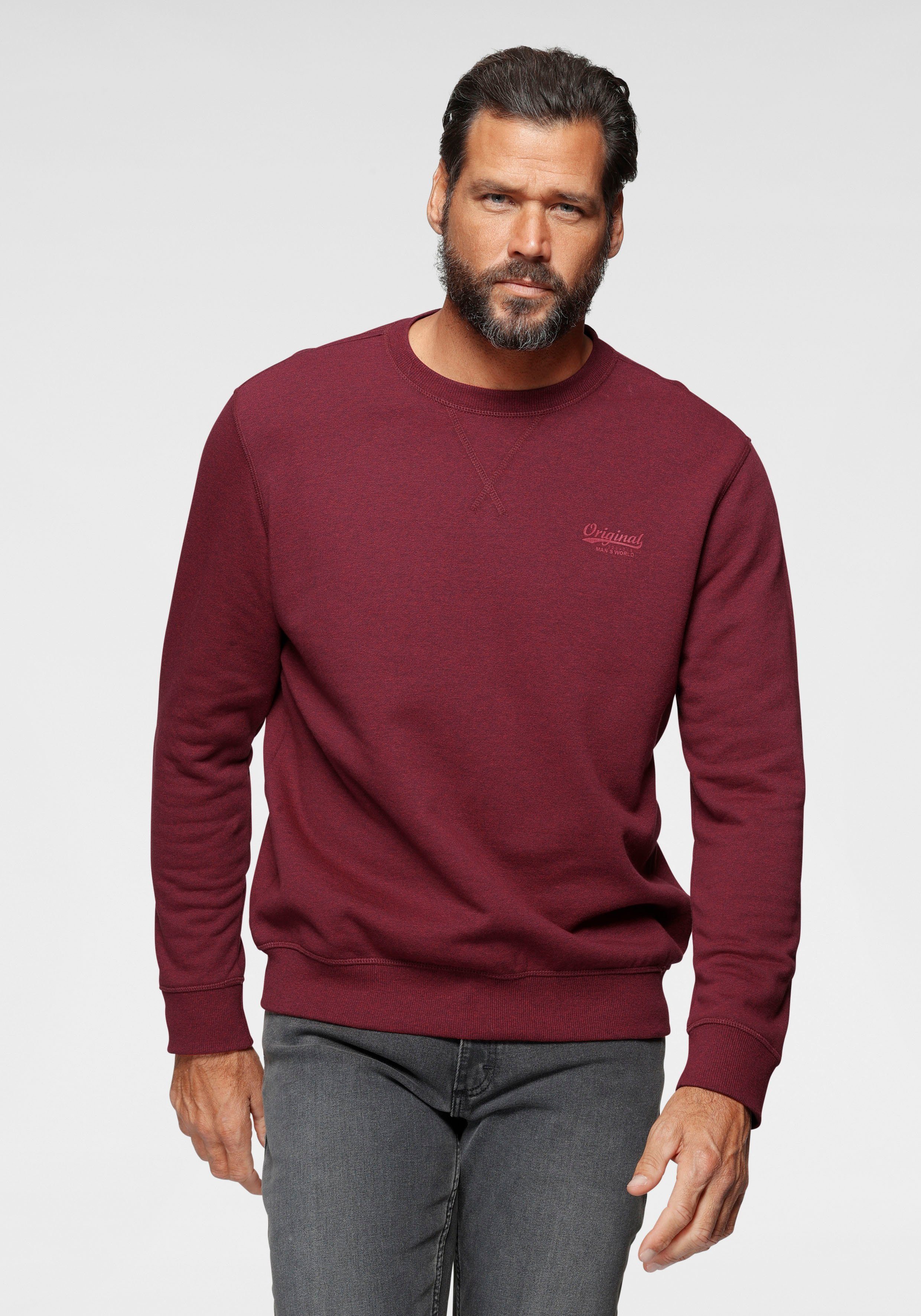 Man's World Sweatshirt Langarm, Basic-Stil, unifarben, günstig online kaufen