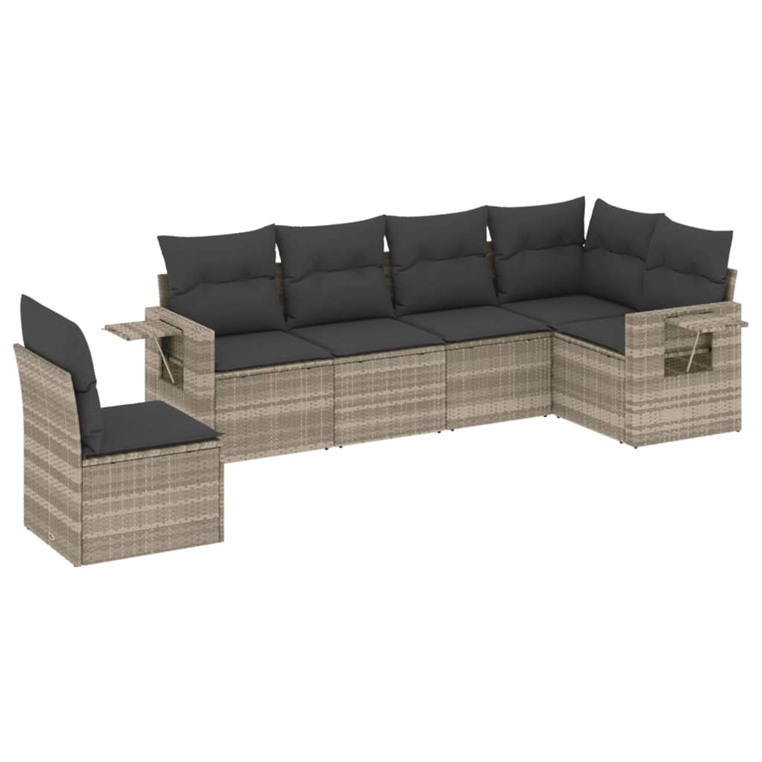 vidaXL 6-Tlg Garten-Sofagarnitur mit Kissen Hellgrau Poly Rattan 3252569 günstig online kaufen