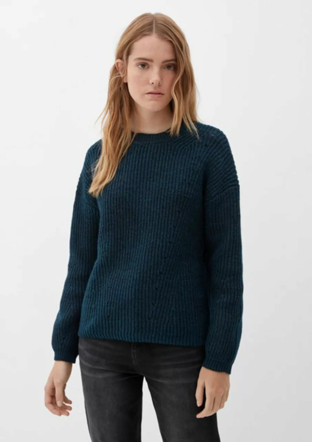 QS Strickpullover Pullover mit Ajourmuster günstig online kaufen