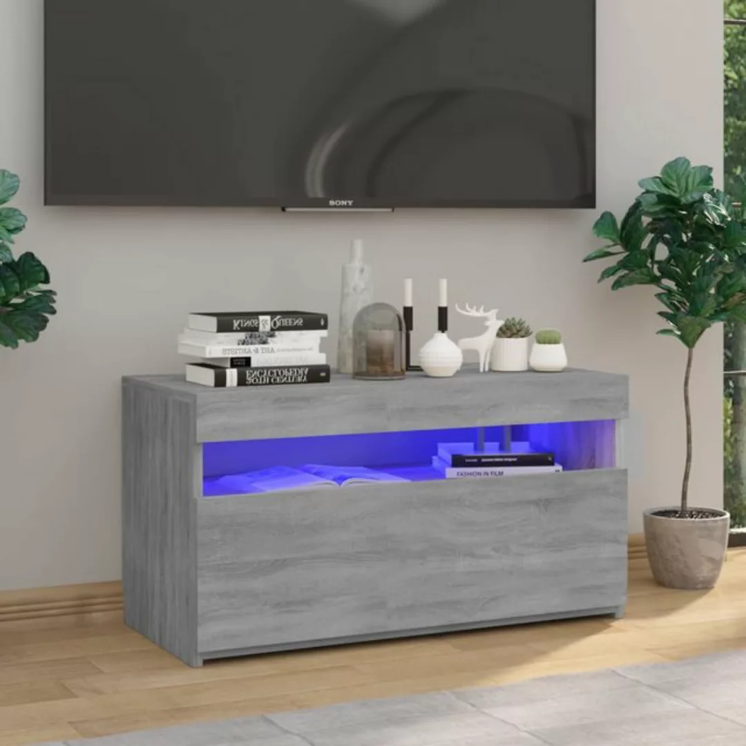 vidaXL TV-Schrank TV-Schrank mit LED-Leuchten Grau 75x35x40 cm Lowboard günstig online kaufen