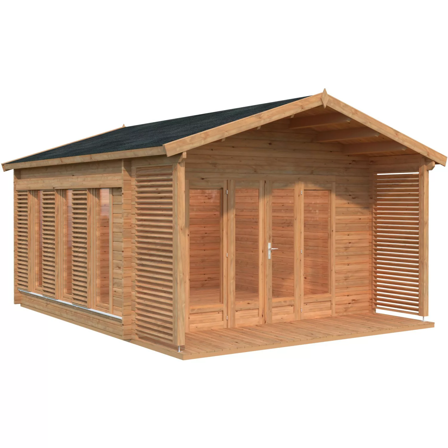 Palmako Holz-Gartenhaus Catherine 14,5 m² Braun Tauchgrundiert günstig online kaufen