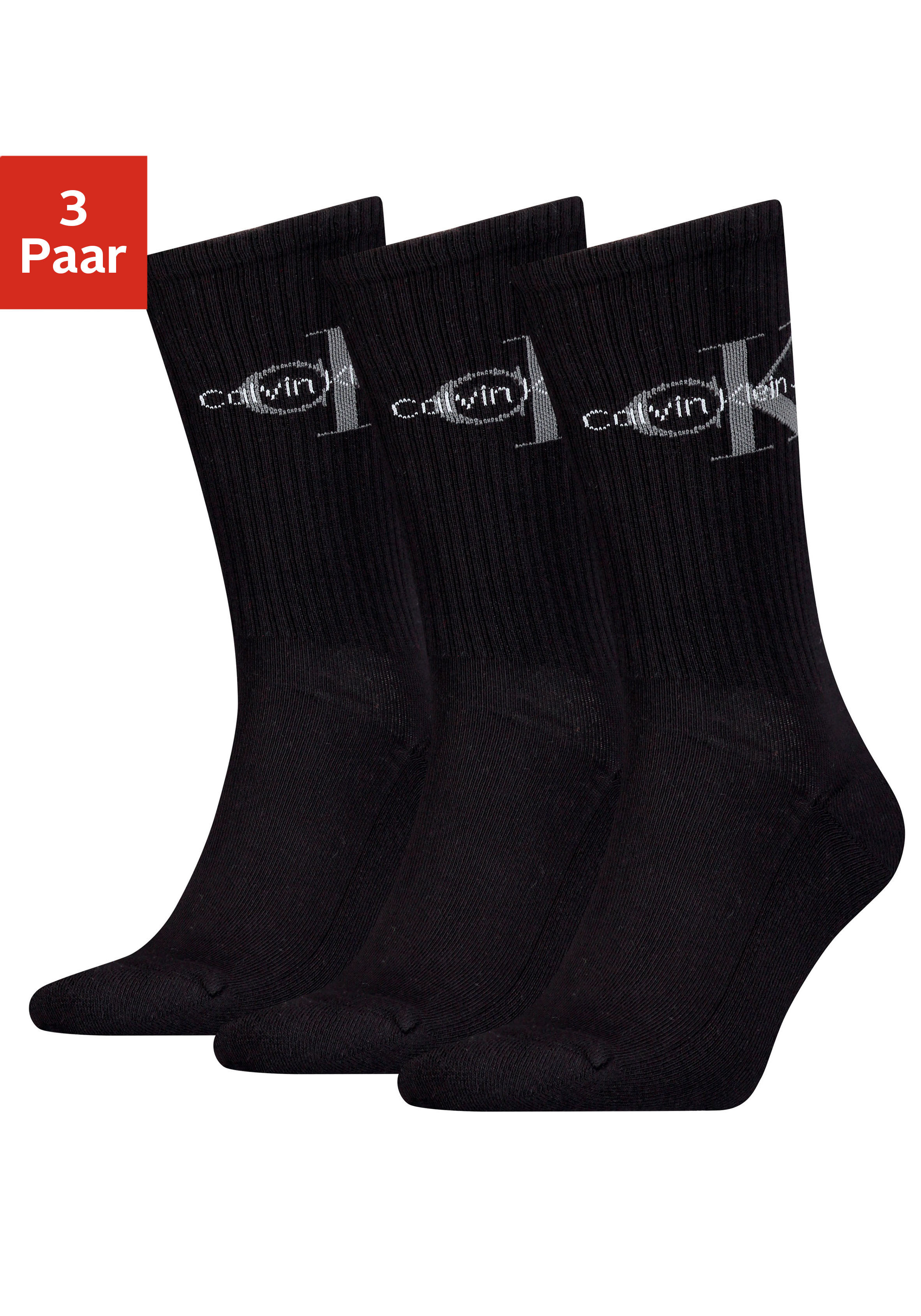 Calvin Klein Socken, (3 Paar), mit eingestricktem Logo im Bund günstig online kaufen