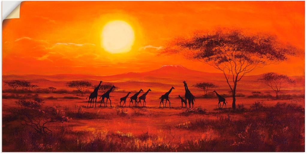 Artland Wandbild »Giraffenherde«, Afrika, (1 St.), als Poster, Wandaufklebe günstig online kaufen