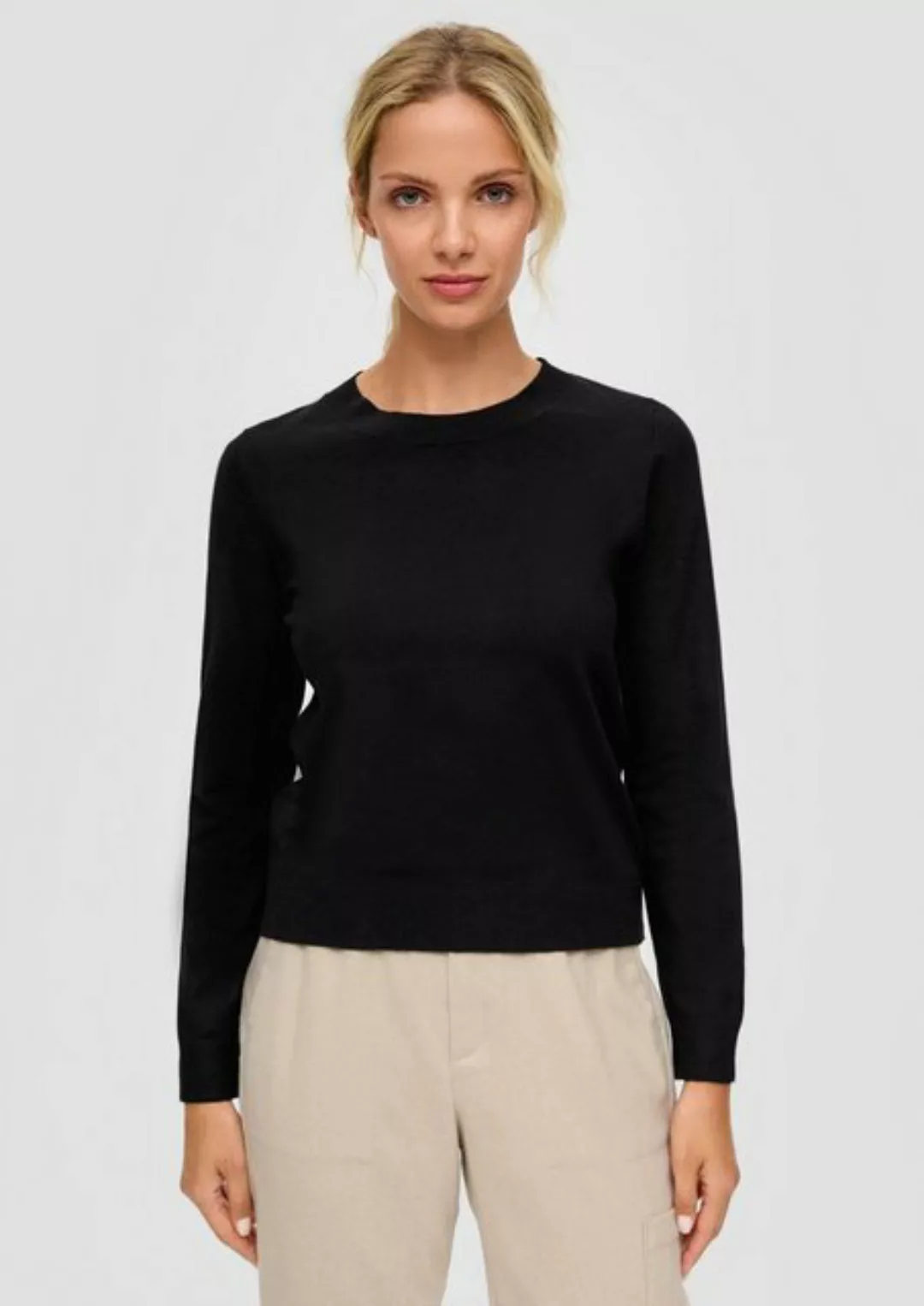 s.Oliver Strickpullover Pullover aus Viskosestretch Ziernaht günstig online kaufen