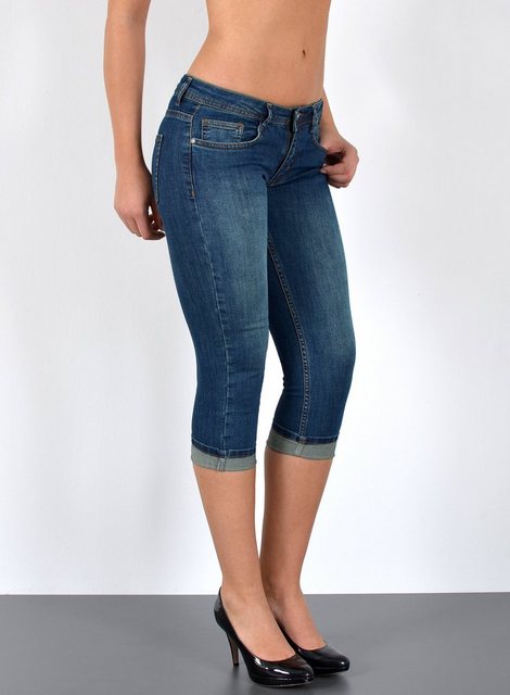 ESRA Caprijeans Damen 3/4 Jeans Hüftjeans niedrige Leibhöhe Damen 3/4 Hose günstig online kaufen