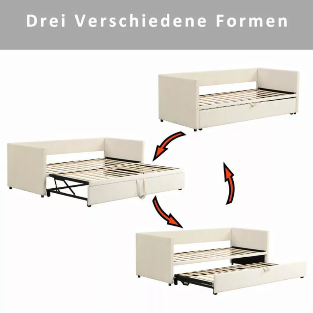 KoDise Bett Ausziehbares Schlafsofa 90/180x200 cm mit Lattenrosten, aus Sam günstig online kaufen