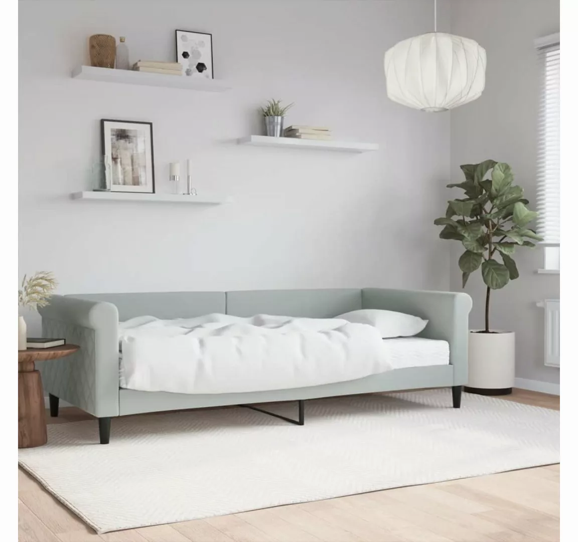furnicato Bett Tagesbett mit Matratze Hellgrau 90x200 cm Samt günstig online kaufen