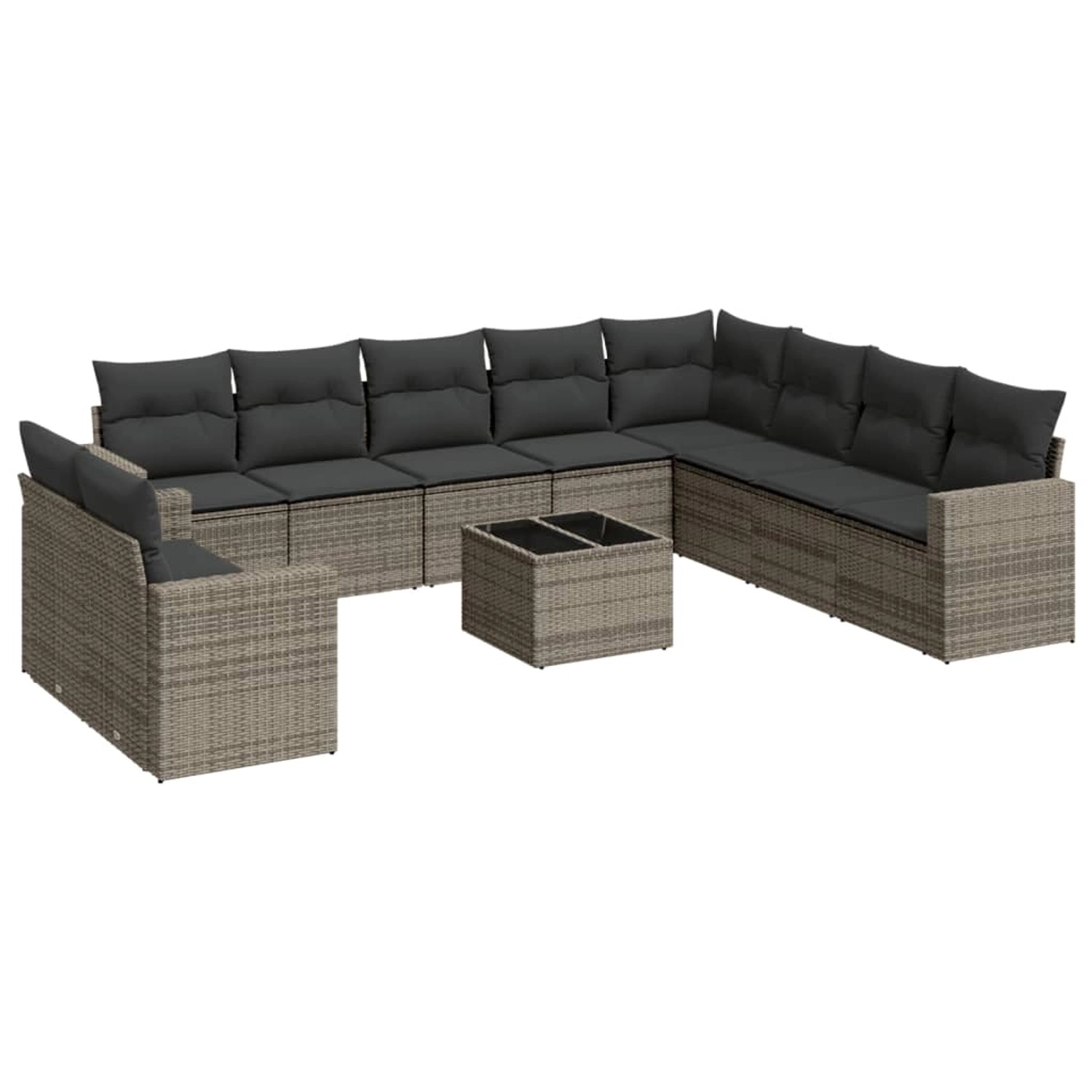 vidaXL 11-Tlg Garten-Sofagarnitur mit Kissen Grau Poly Rattan 3219170 günstig online kaufen