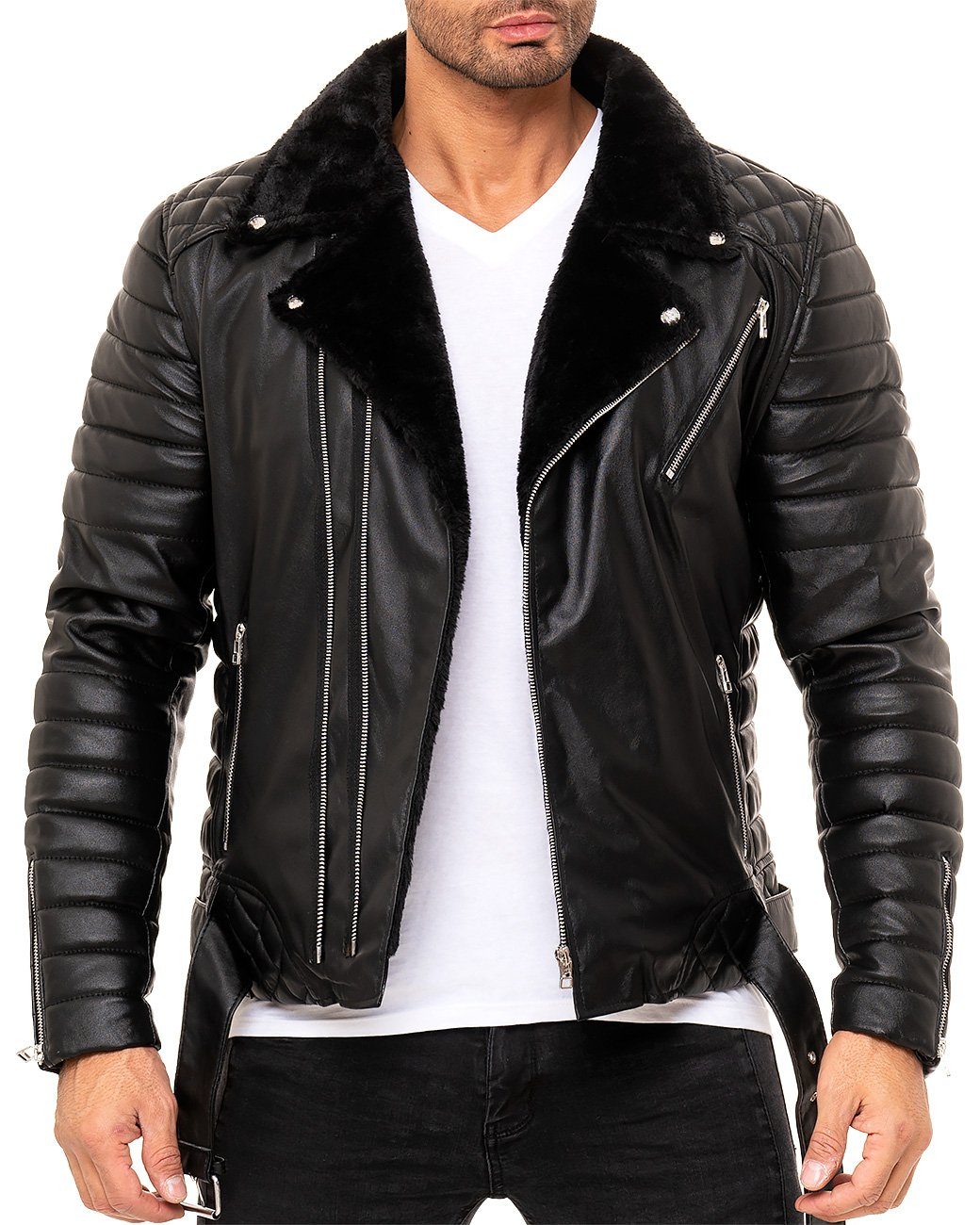 Reichstadt Bikerjacke Herren Kunstleder Jacke RS008 günstig online kaufen